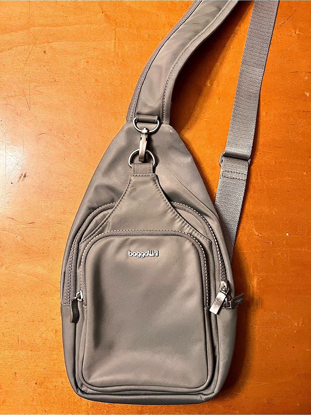 baggallini Mini Sling Backpack Crossbody Bag Gray
